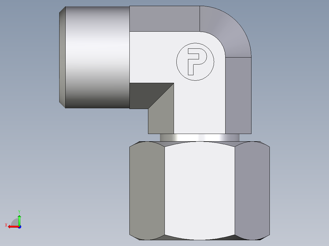 卡套式工业通用硬管接头EO_Swivel_nut_elbow_EW10LOMDCF后视图