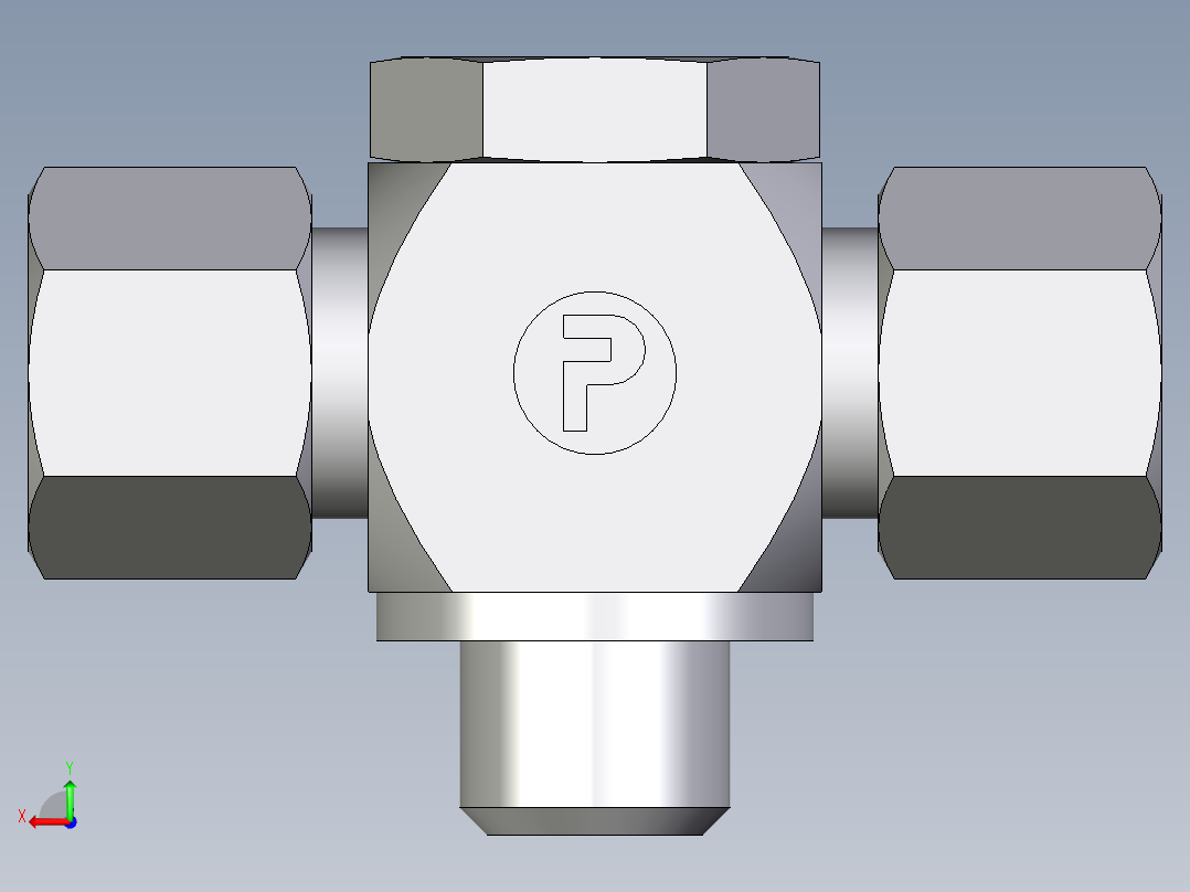 卡套式工业通用硬管接头EO_High_pressure_banjo_tee_TH10ZSRKD71后视图