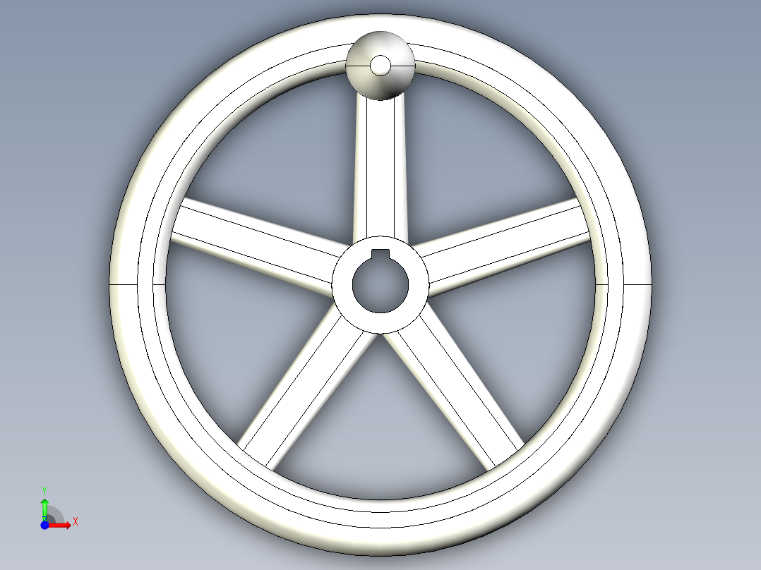 鋁合金手輪(旋轉把手)2459-3D多系列多零件图纸模型前视图