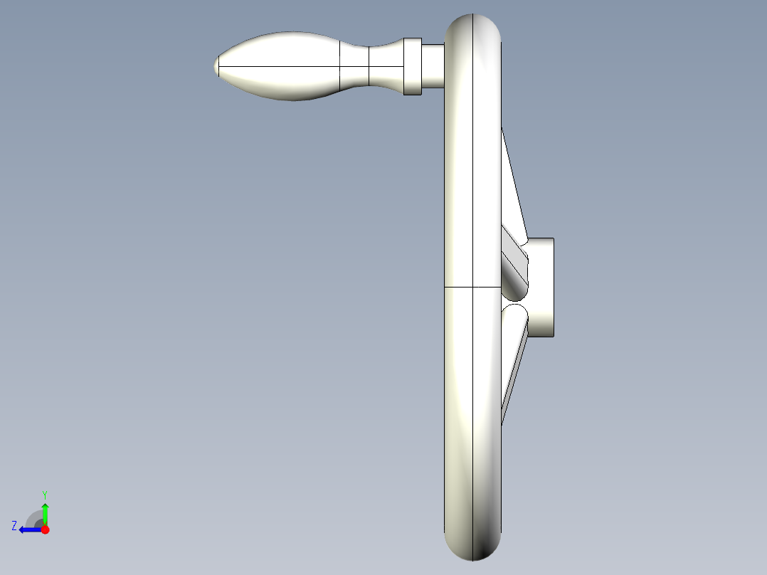 鋁合金手輪(旋轉把手)2459-3D多系列多零件图纸模型右视图