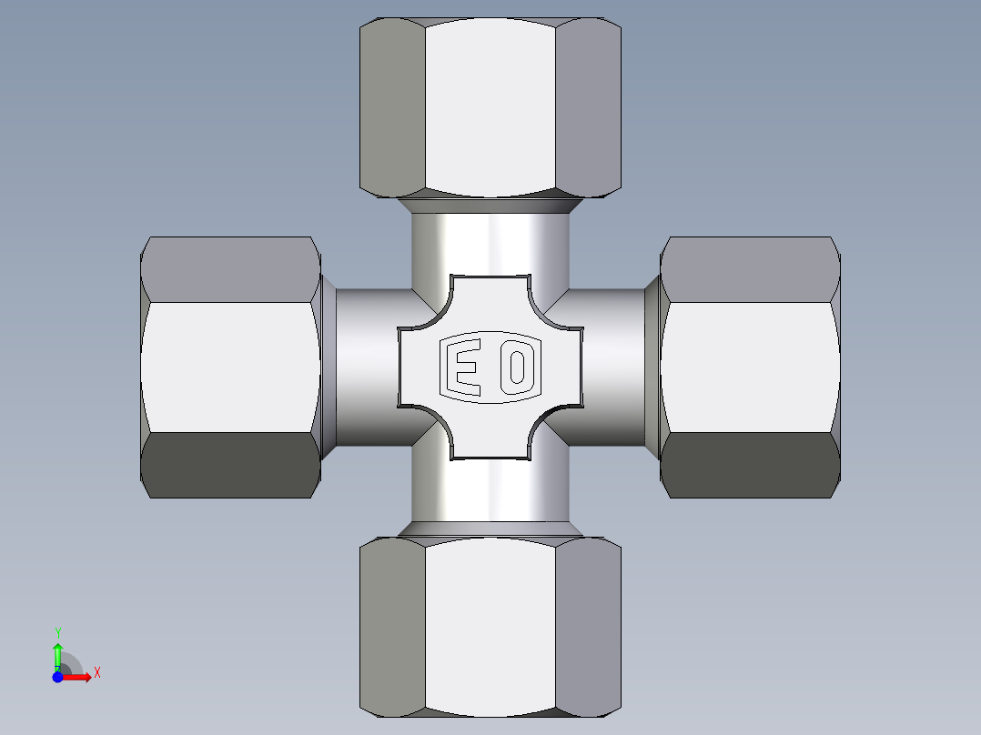 卡套式工业通用硬管接头EO_Union_cross_K10ZSCF前视图