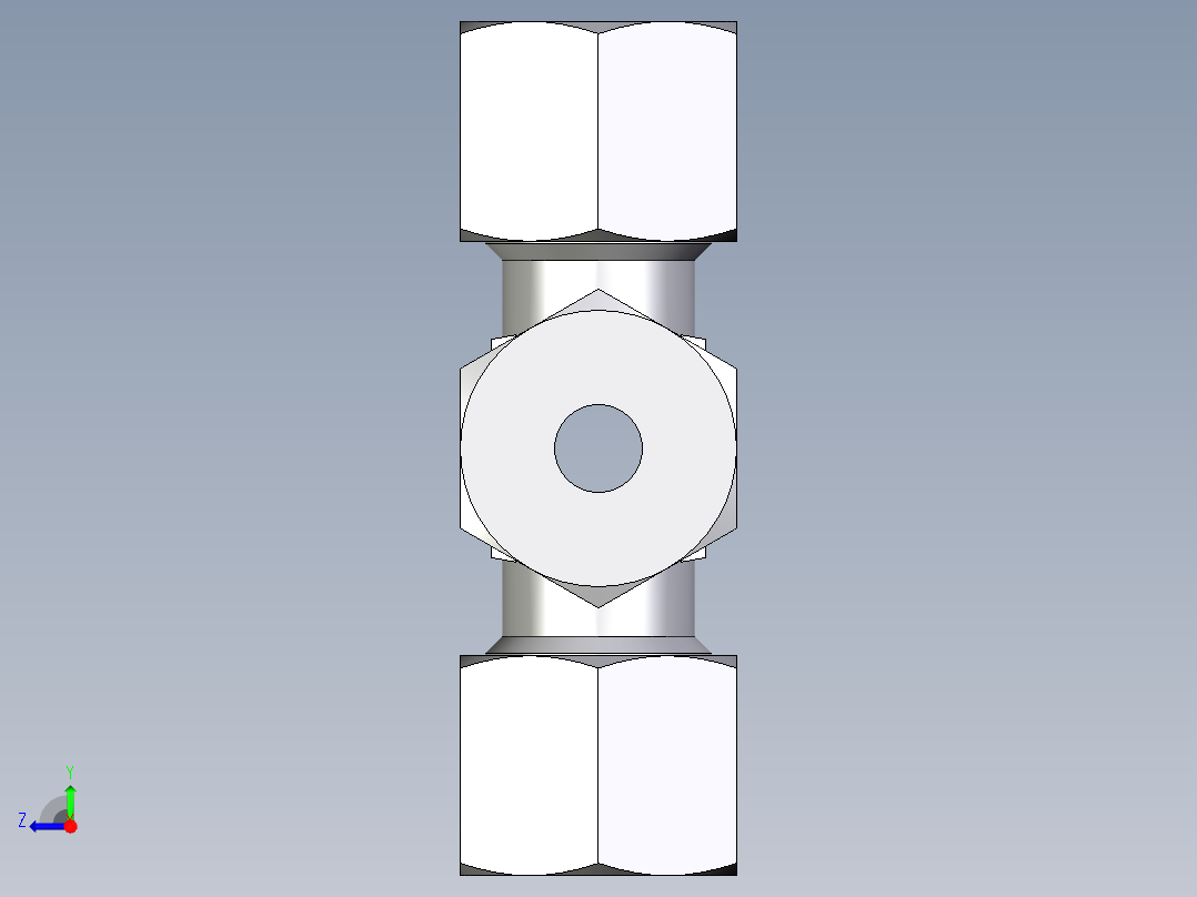 卡套式工业通用硬管接头EO_Union_cross_K10ZSCF右视图