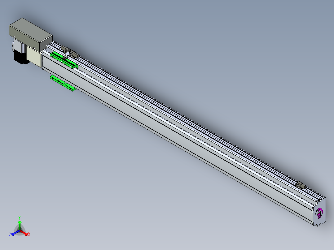 同步带滑台-半封闭B10H-L45-S1100-R-P40-D3正等轴测图