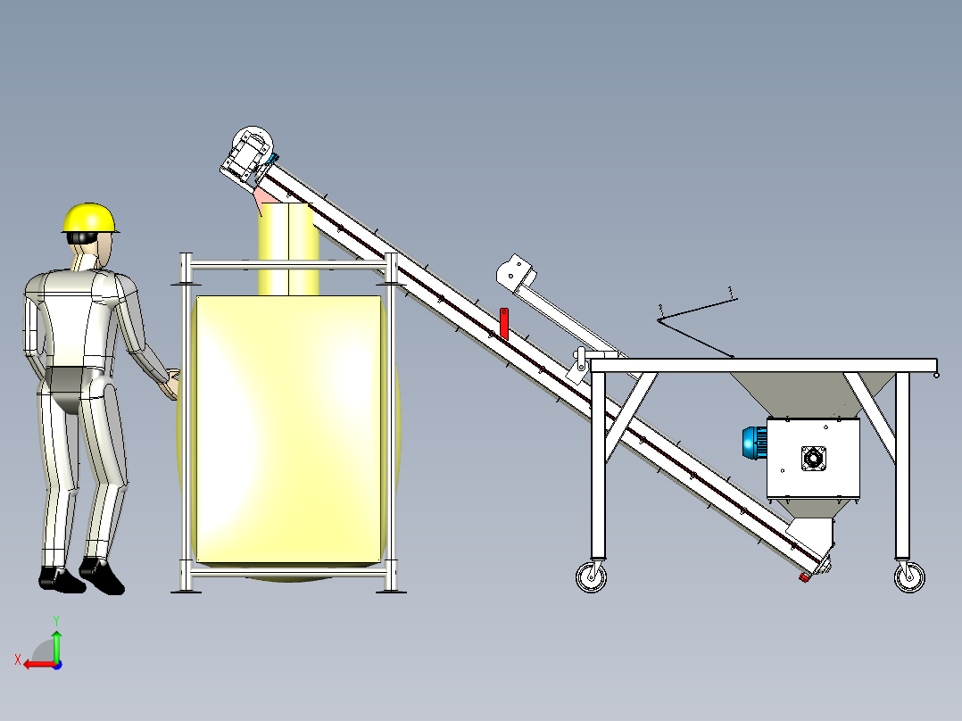 糖、香料和其他物质的破碎机和输送机后视图
