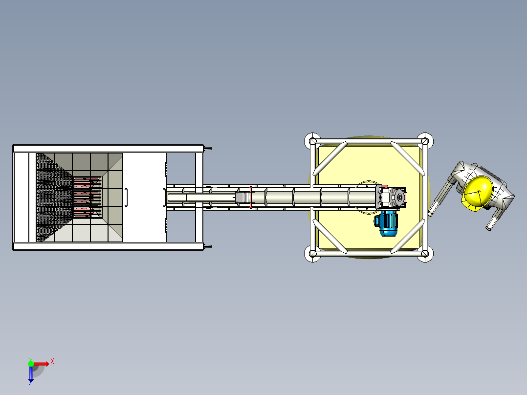 糖、香料和其他物质的破碎机和输送机俯视图
