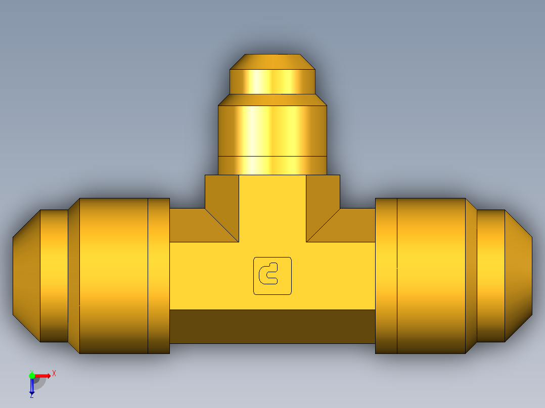 扩口式工业通用硬管接头Union Tee combination sizes 144F-6-6-4俯视图
