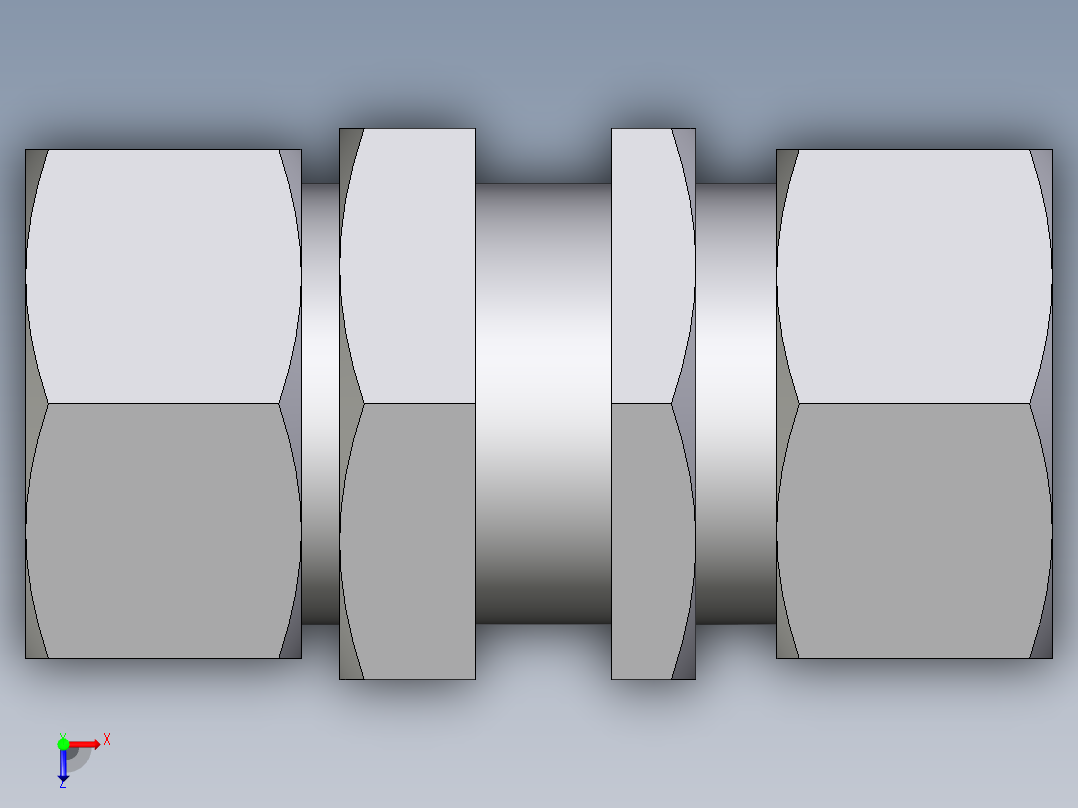 卡套式工业通用硬管接头EO_Bulkhead_union_SV38ZSCF俯视图