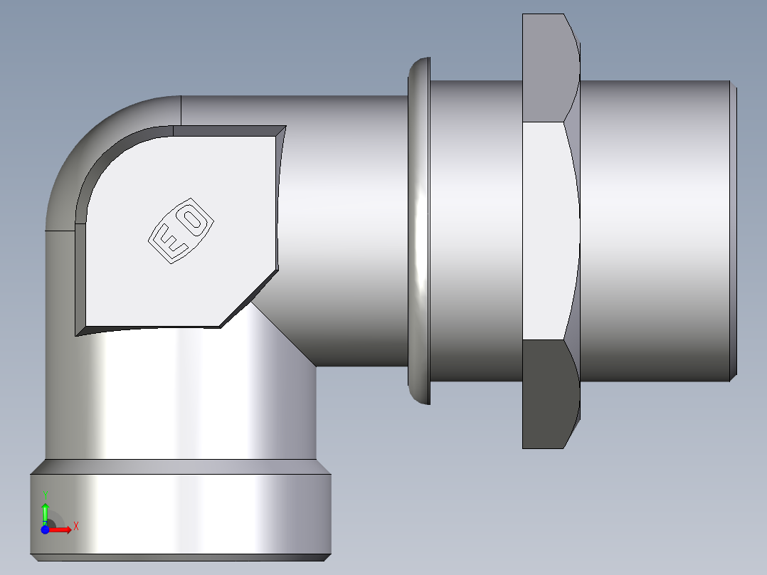 卡套式工业通用硬管接头EO_Bulkhead_elbow_WSV38SOMD71前视图