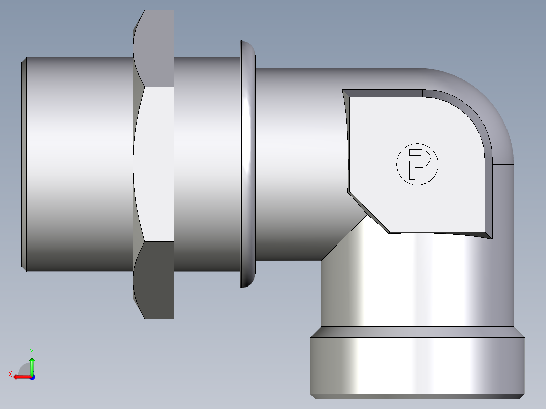 卡套式工业通用硬管接头EO_Bulkhead_elbow_WSV38SOMD71后视图