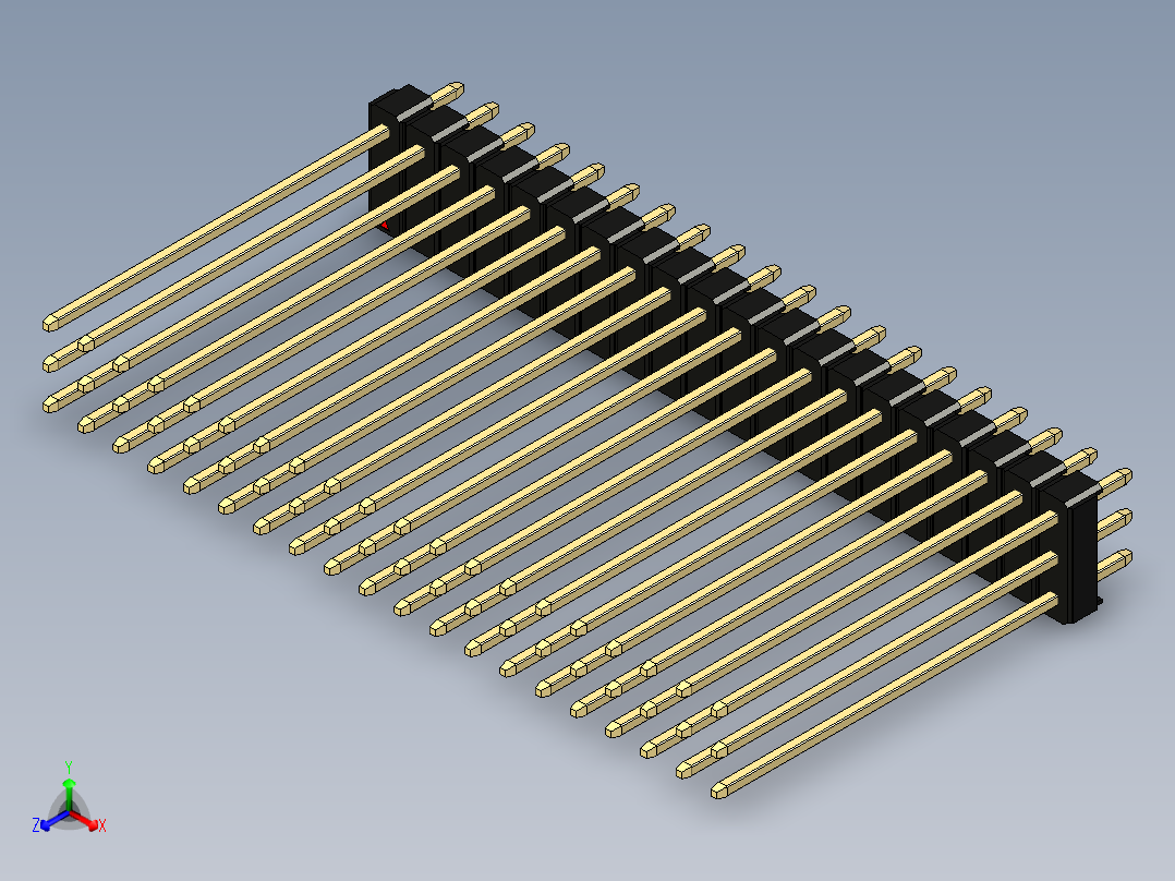 彩色公头100mil（2.54mm）系列-DS1021_black_3x20p_100mil_Type43_rev1.0正等轴测图