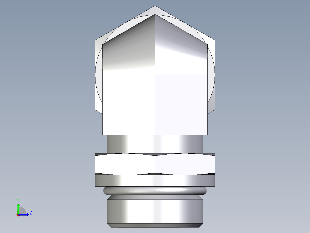 卡套式工业通用硬管接头EO_Adjustable_Locknut_elbow_WEE28LMORCF左视图
