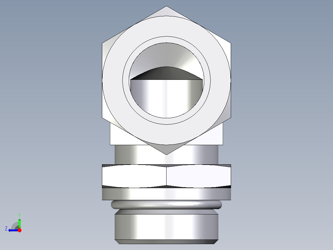 卡套式工业通用硬管接头EO_Adjustable_Locknut_elbow_WEE28LMORCF右视图