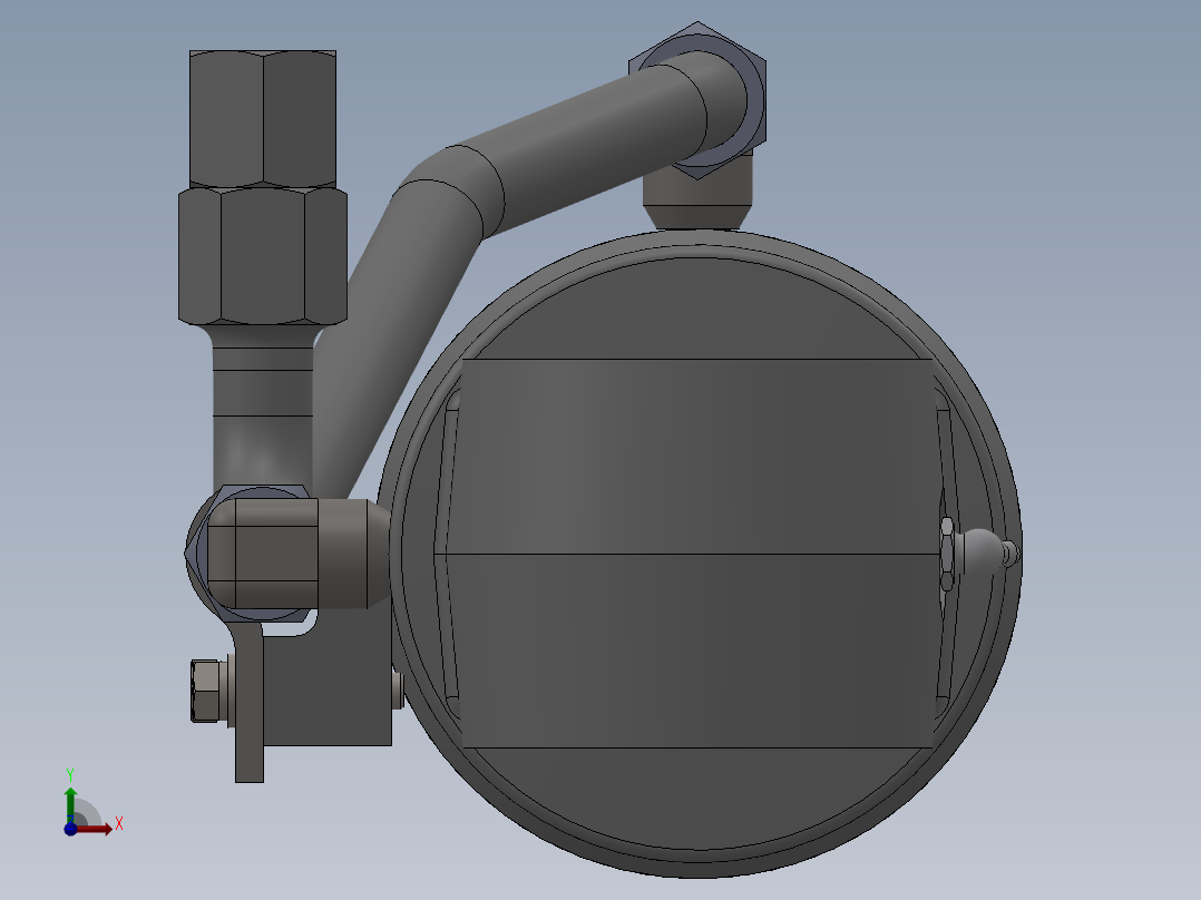 一种有缓冲装置的液压油缸三维模型前视图