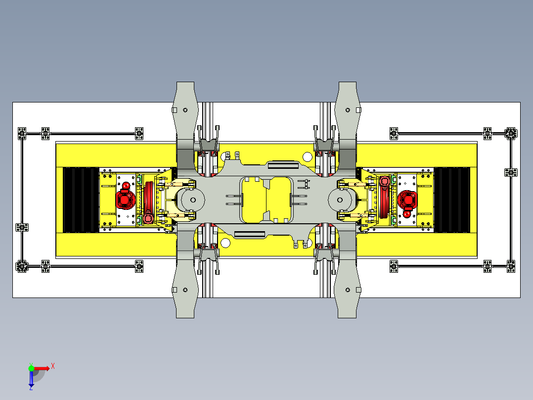 地铁车辆检修设备-构架翻转机俯视图