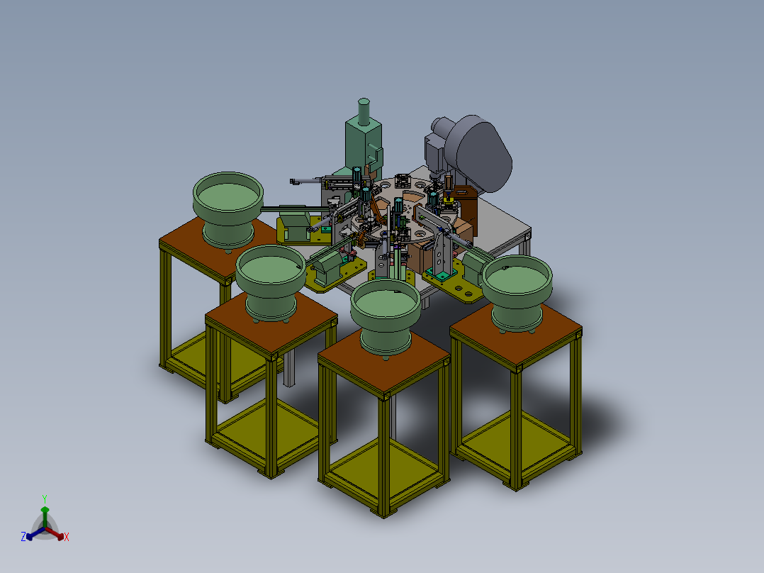 3M铜头非标自动组装流水线正等轴测图