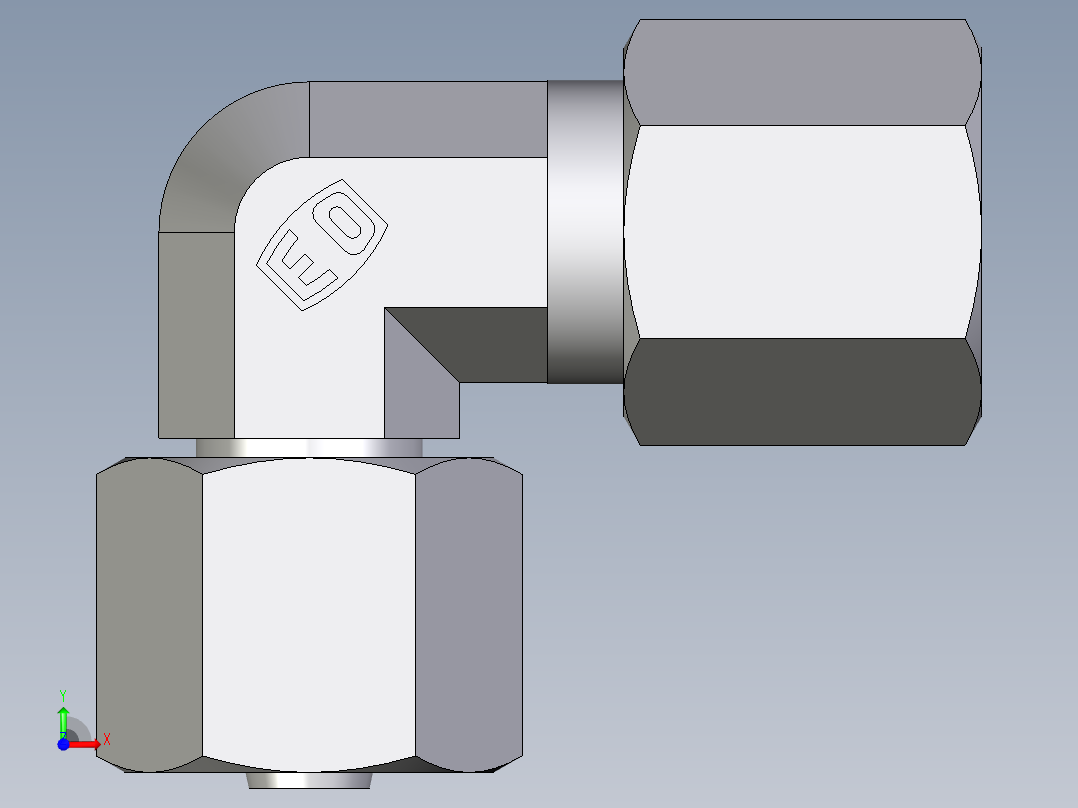 卡套式工业通用硬管接头EO_Swivel_nut_elbow_EW06S71前视图