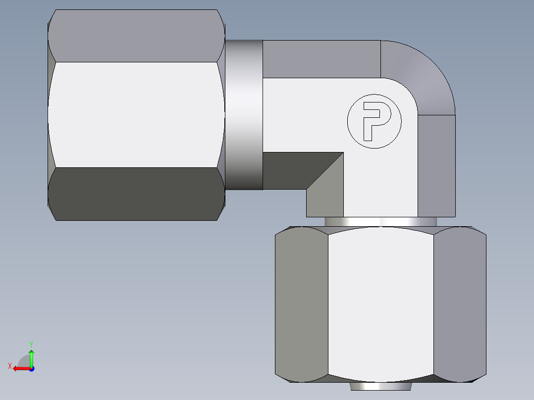卡套式工业通用硬管接头EO_Swivel_nut_elbow_EW06S71后视图