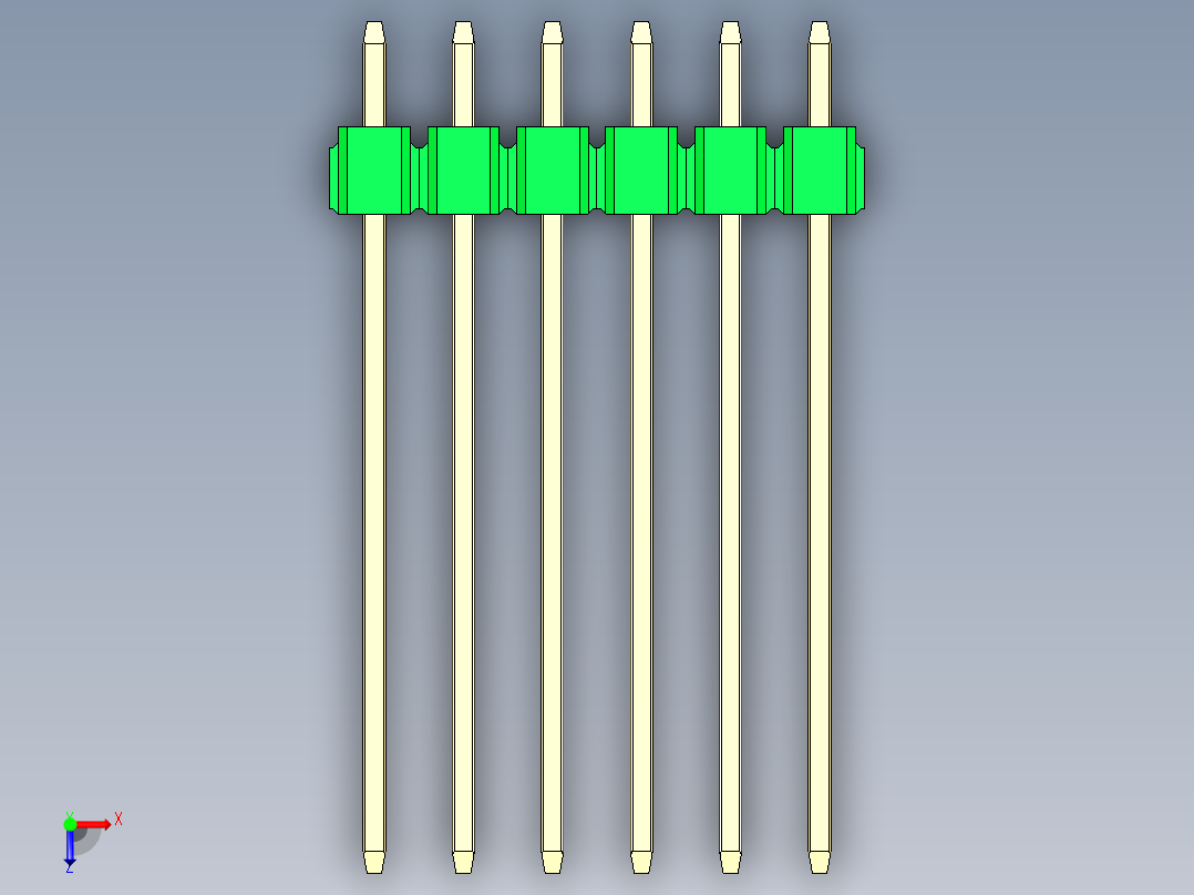 彩色公头100mil（2.54mm）系列-DS1021_green_1x06p_100mil_Type19_rev1.0俯视图