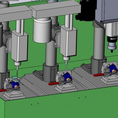 自动钻孔倒角攻丝机3D图 非标自动化设备3D图纸设计