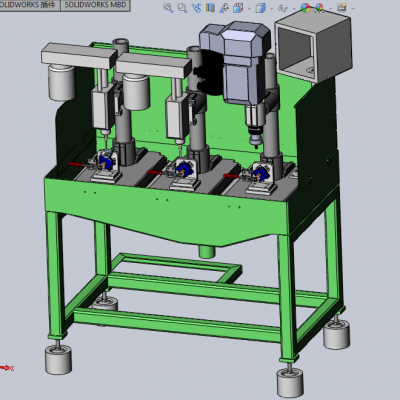 自动钻孔倒角攻丝机3D图 非标自动化设备3D图纸设计