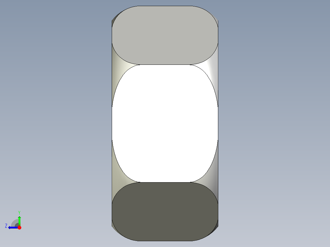 螺帽、不銹鋼螺帽KNTRR,SKNTRR-3D多系列多零件图纸模型右视图