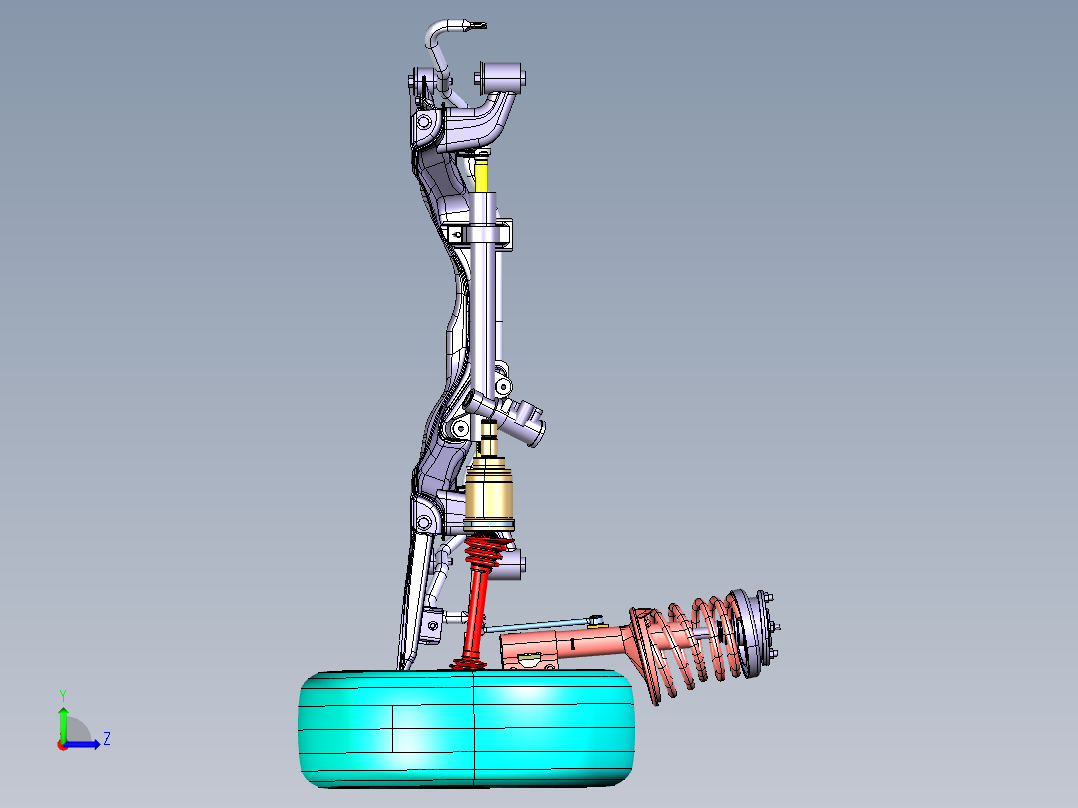 麦弗逊悬架3D设计图CATIA三维左视图
