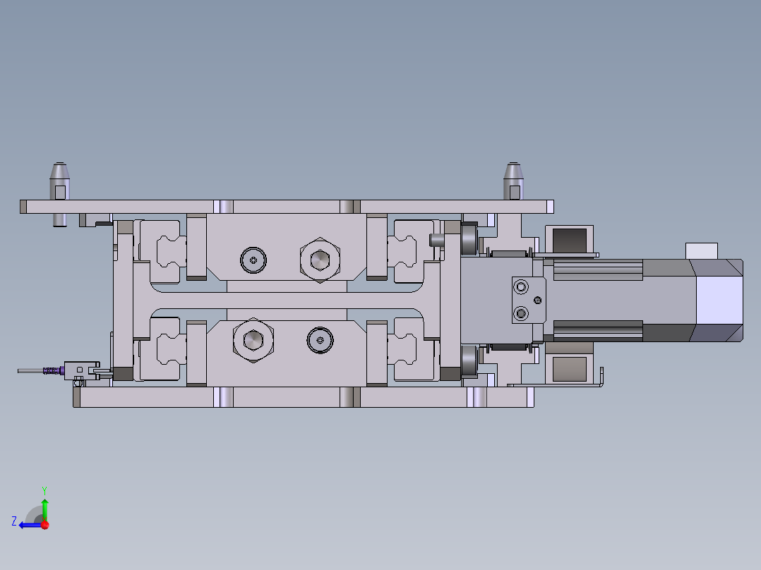 单向三级伸缩货叉右视图