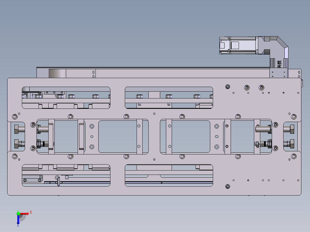 单向三级伸缩货叉俯视图