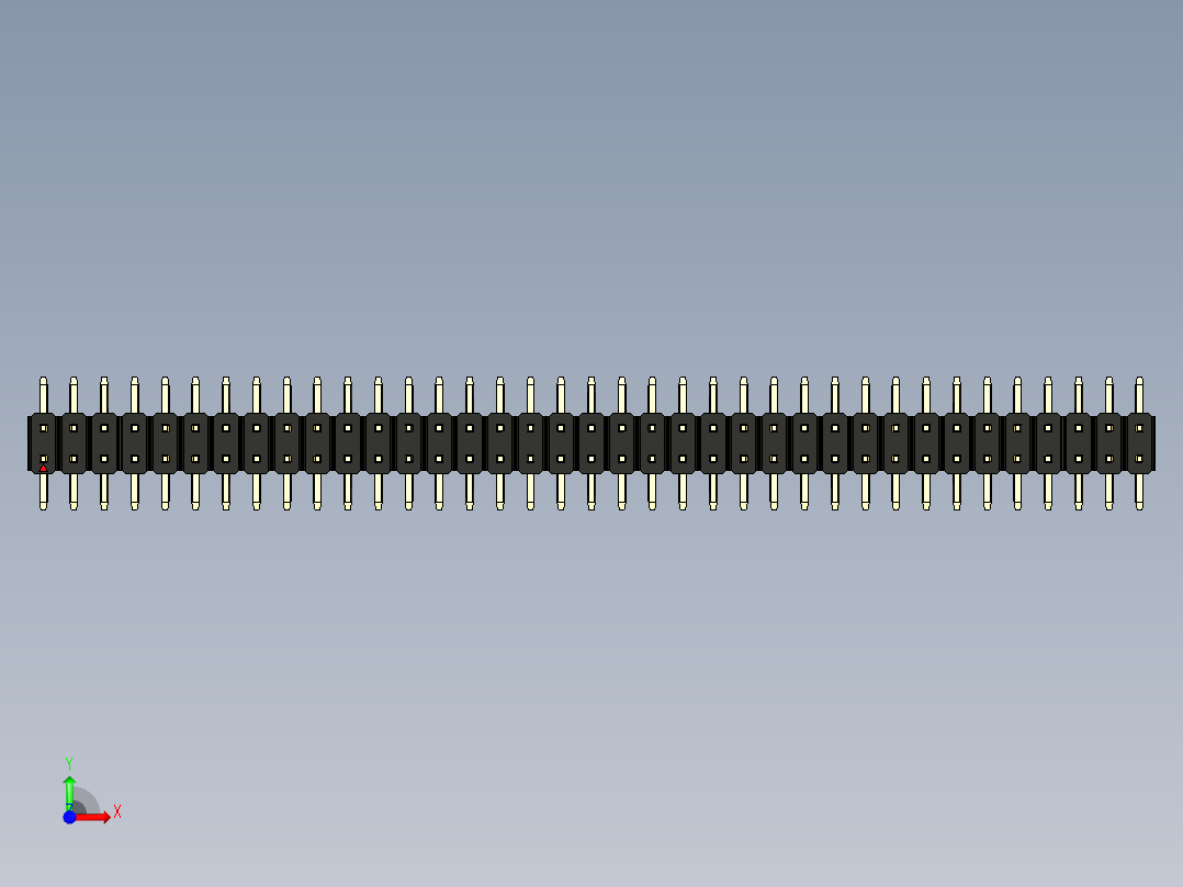 彩色公排针 100mil 2.54mm 系列-DS1022_black_74p_100mil_TypeSMT_rev1.0前视图