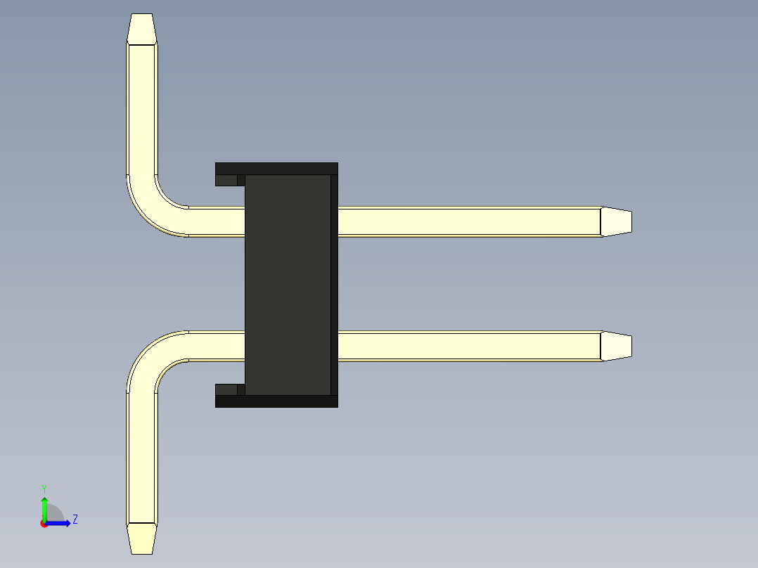 彩色公排针 100mil 2.54mm 系列-DS1022_black_74p_100mil_TypeSMT_rev1.0左视图