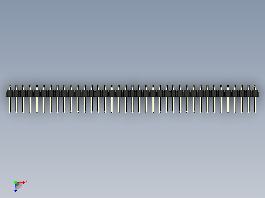 彩色公排针 100mil 2.54mm 系列-DS1022_black_74p_100mil_TypeSMT_rev1.0俯视图