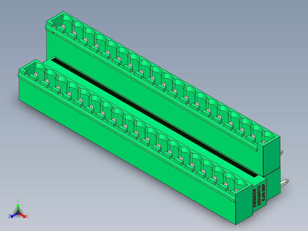 DEGSON 2EDG 系列 5.08mm 可插拔接线端子组-2EDGRTC-5.08-38P-14-00AH正等轴测图