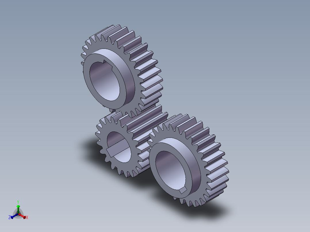 齿轮配合 3D模型正等轴测图