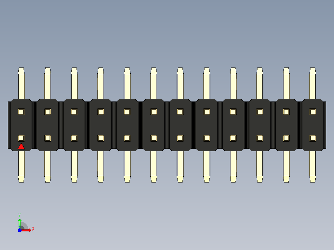 彩色公排针 100mil 2.54mm 系列-DS1022_black_24p_100mil_TypeSMT_rev1.0前视图