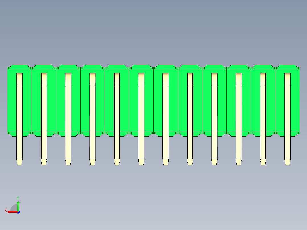彩色公排针 100mil 2.54mm 系列-DS1022_green_3x12p_100mil_TypeD_rev1.0后视图