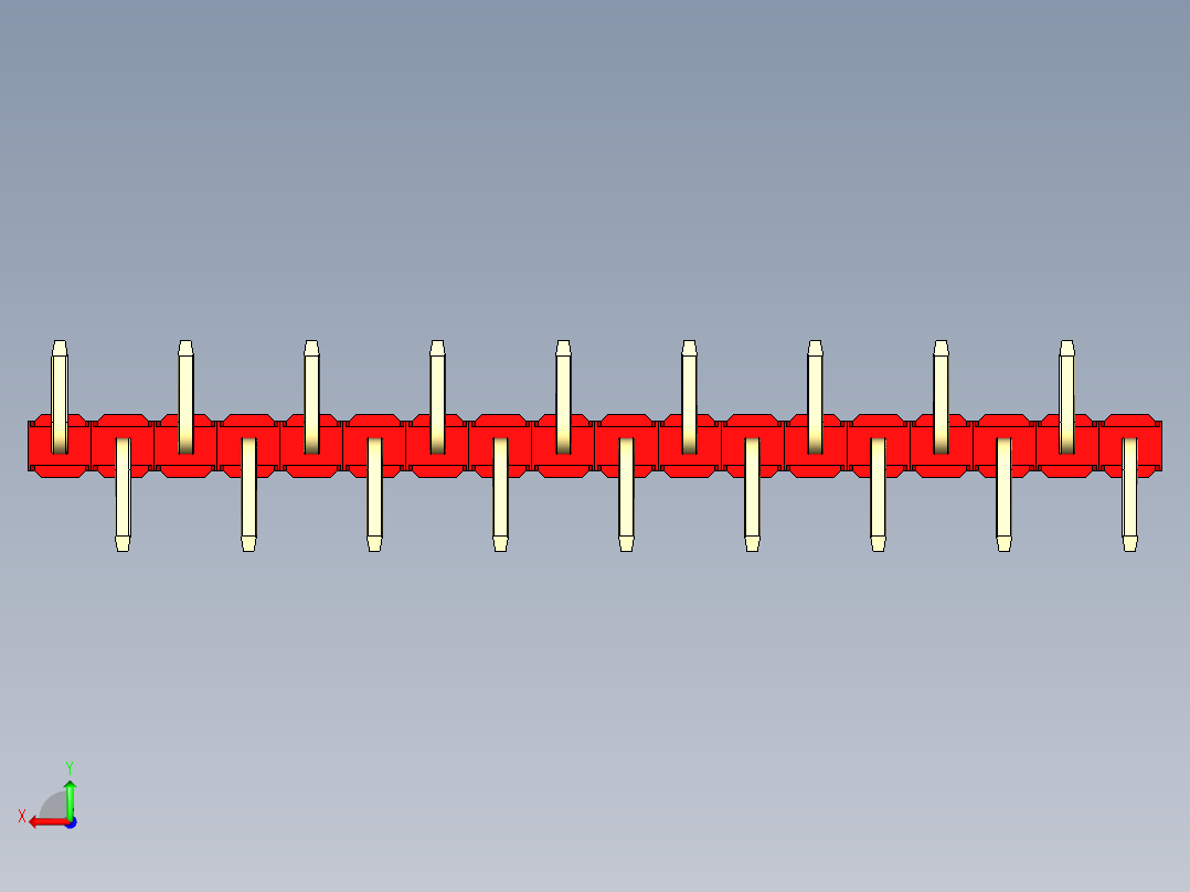 彩色公排针 100mil 2.54mm 系列-DS1022_red_18p_100mil_Type_SMT_R2_rev1.0后视图