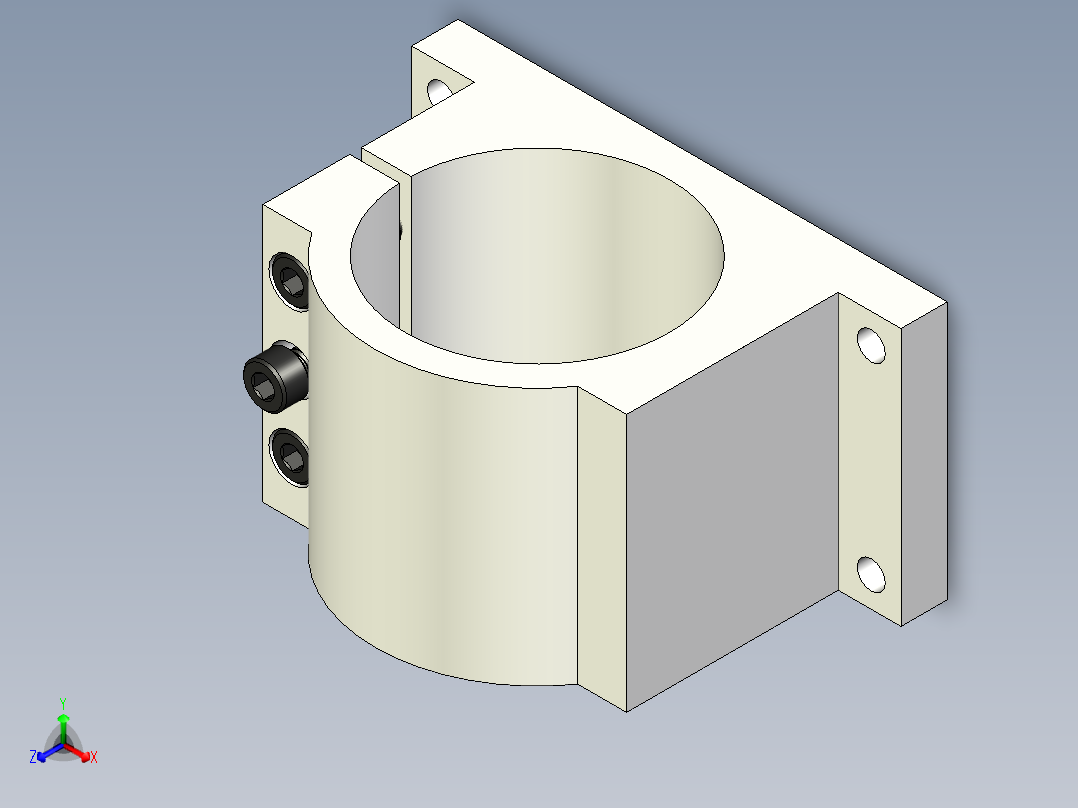 Ø80直径的管夹座固定座正等轴测图