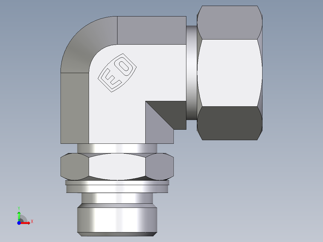 卡套式工业通用硬管接头EO_Adjustable_Locknut_elbow_WEE18LMCF前视图