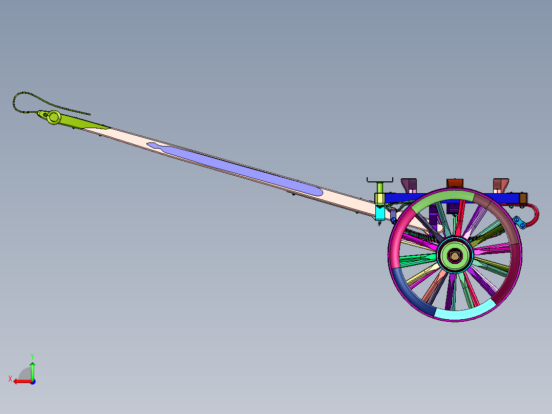 复古硬轮马拉货车后视图