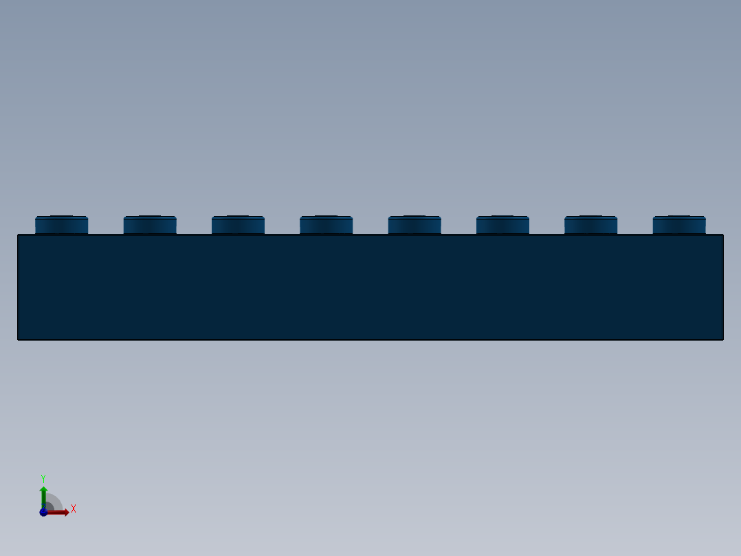 乐高套装 4421基本积木-300723 Bright Blue Brick 2 x 8.SLDPRT前视图