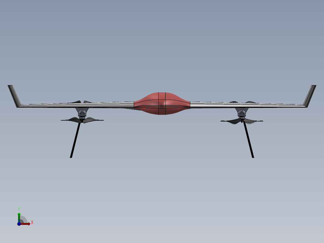 自主垂直起飞固定翼VTHT无人机前视图