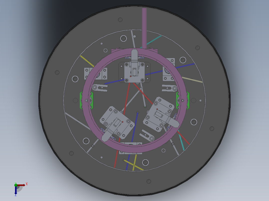 飞轮检测液压装置sw17可编辑俯视图