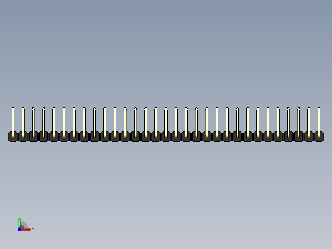 彩色公排针 100mil 2.54mm 系列-DS1022_black_31p_100mil_TypeU_rev1.0前视图