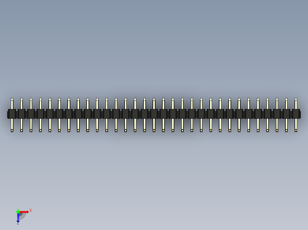 彩色公排针 100mil 2.54mm 系列-DS1022_black_31p_100mil_TypeU_rev1.0俯视图