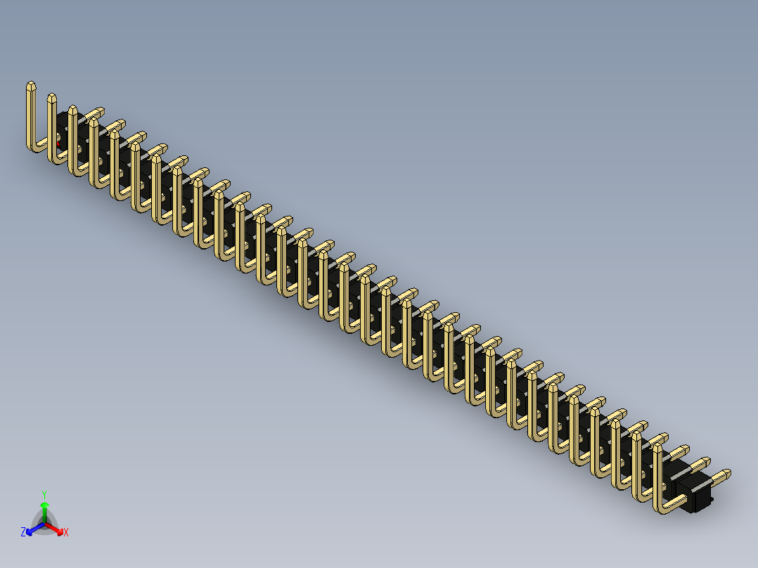 彩色公排针 100mil 2.54mm 系列-DS1022_black_31p_100mil_TypeU_rev1.0正等轴测图