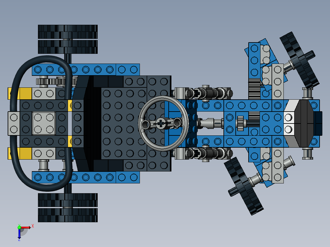 乐高拼接的全地形车俯视图