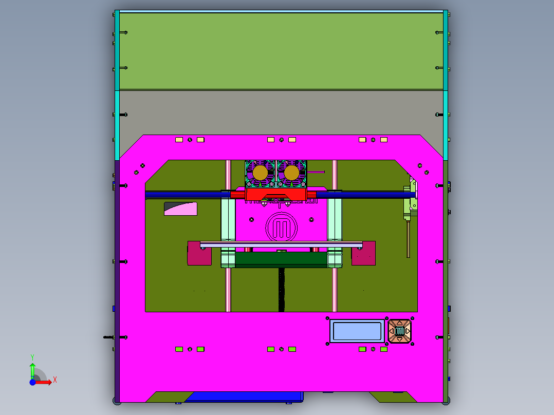 双喷头双色桌面级全金属机身3d打印设备前视图