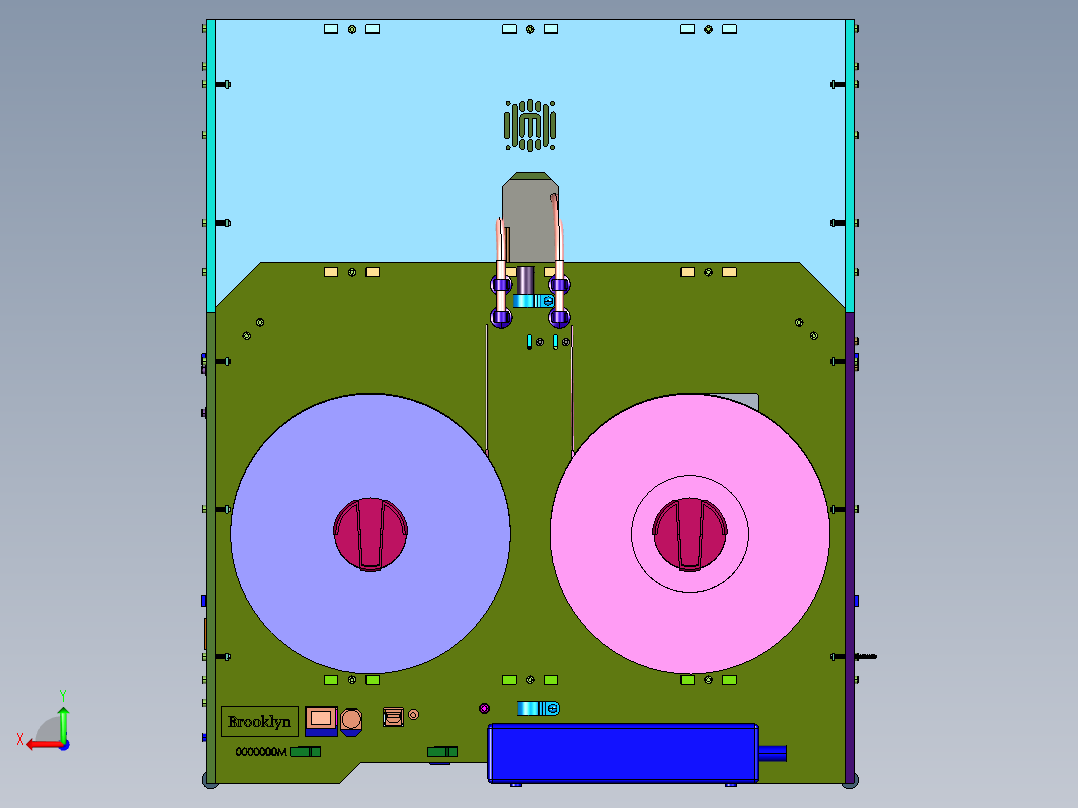 双喷头双色桌面级全金属机身3d打印设备后视图
