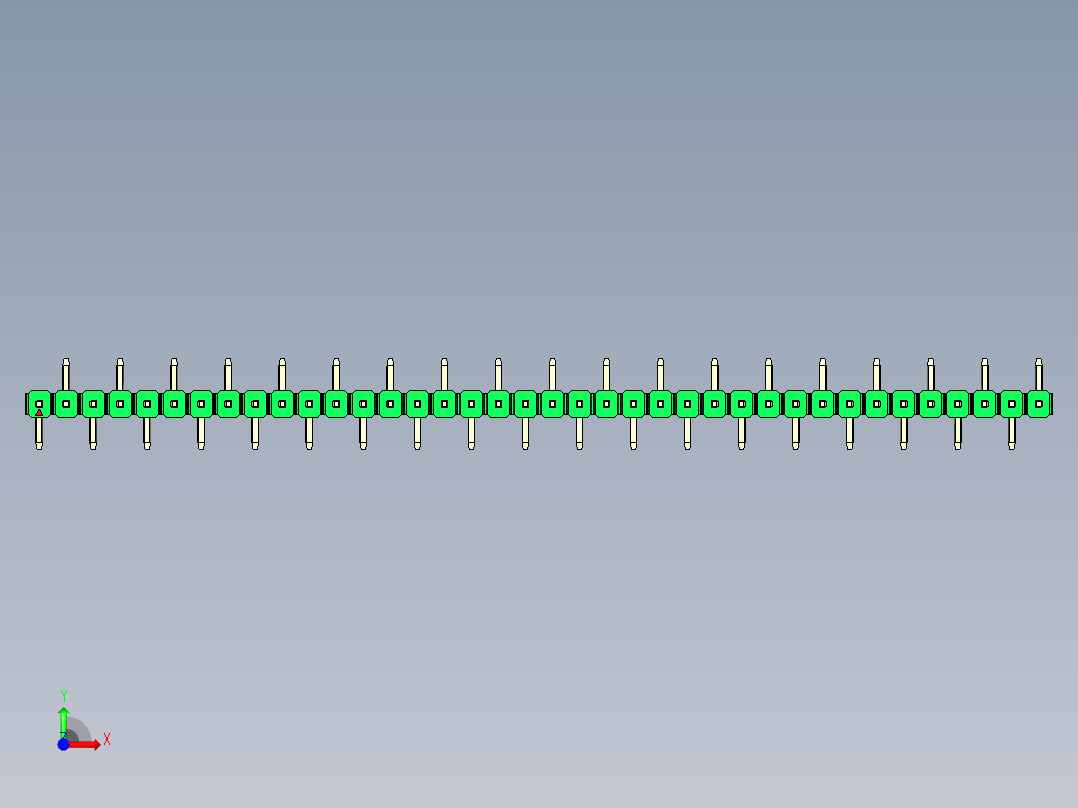 彩色公排针 100mil 2.54mm 系列-DS1022_green_38p_100mil_Type_SMT_R2_rev1.0前视图