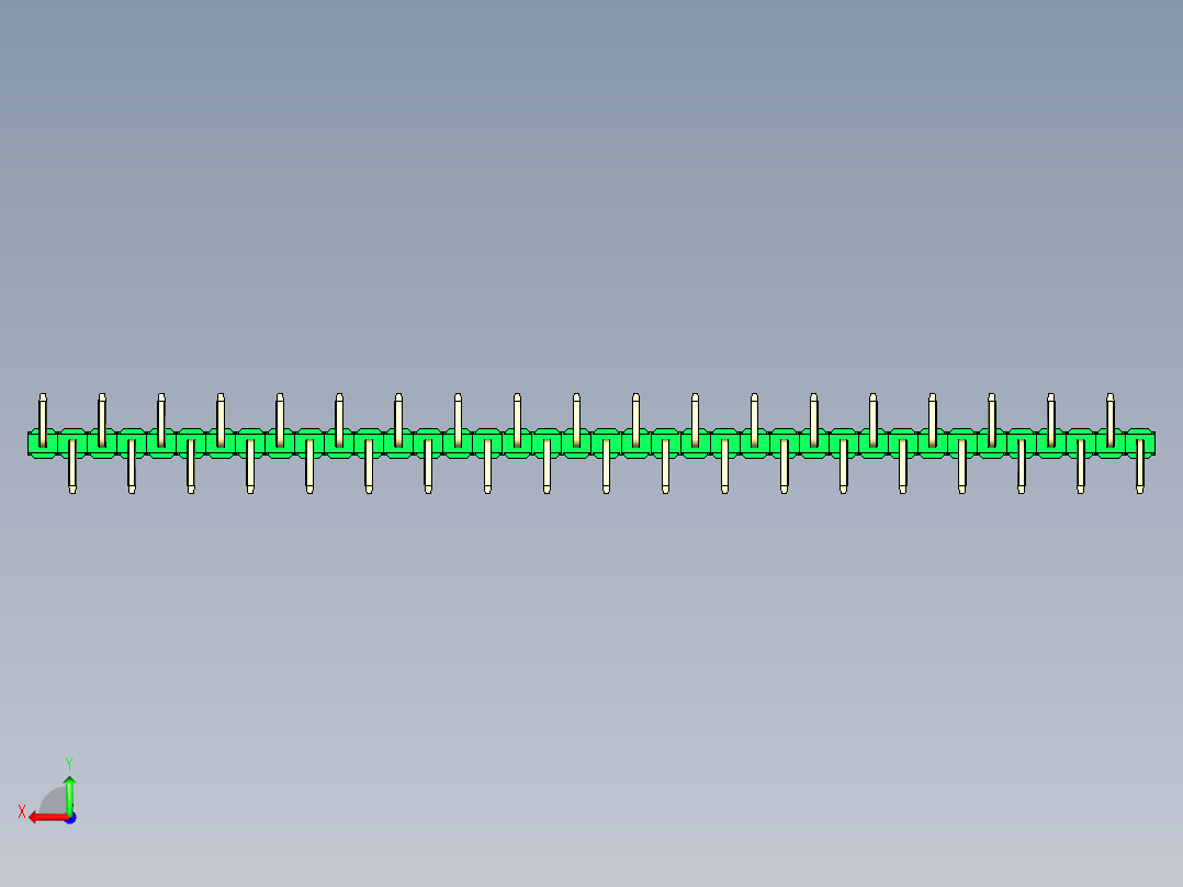 彩色公排针 100mil 2.54mm 系列-DS1022_green_38p_100mil_Type_SMT_R2_rev1.0后视图